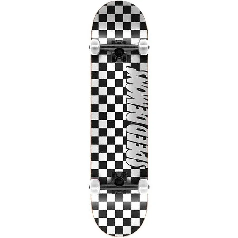 Speed Demons Checkers Black/White 8.0" Skateboard Complete - WF