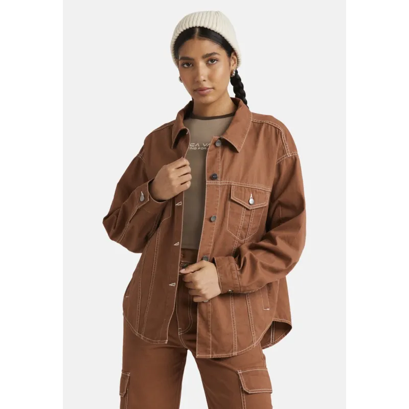 RVCA Indie Twill Jacket Women Brown