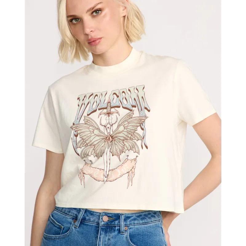 Volcom Dial Crewop T-Shirt Women Bone