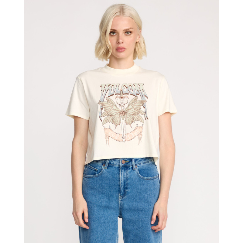 Volcom Dial Crewop T-Shirt Women Bone