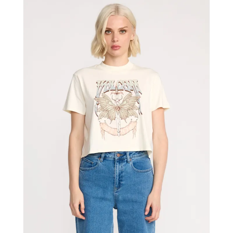 Volcom Dial Crewop T-Shirt Women Bone