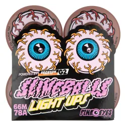 Santa Cruz Slime Balls Light Ups Pink Eyes 66mm Skateboard Wheels