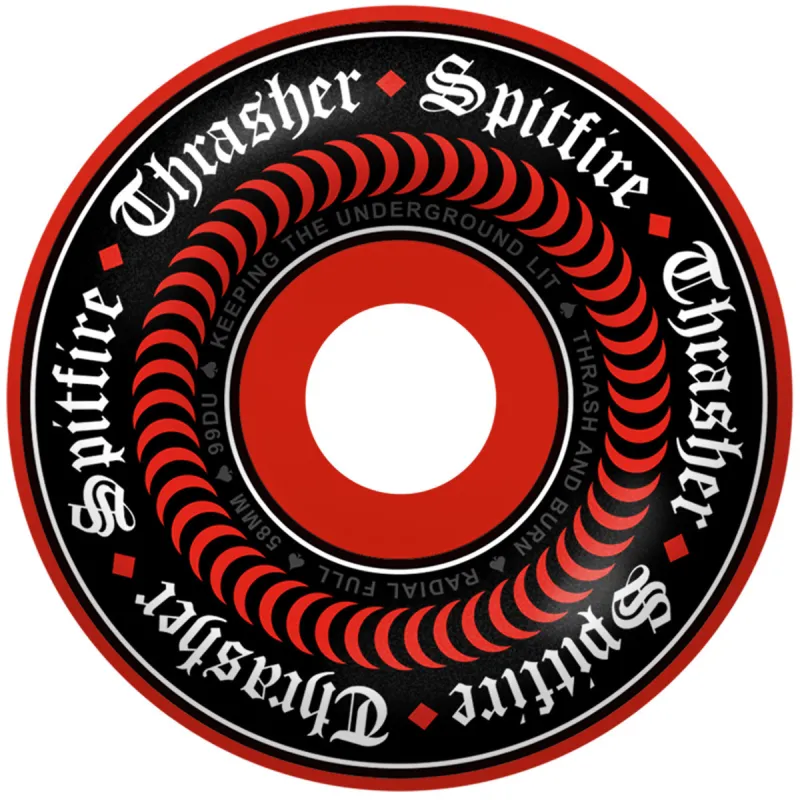 Spitfire X Thrasher Formula Four Oath Radial Full 58mm 99A Skateboard Wheels