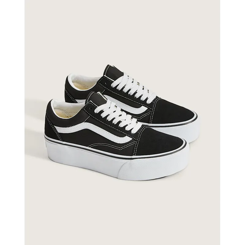 Vans Old Skool Platform Shoes Black/White - 3.5