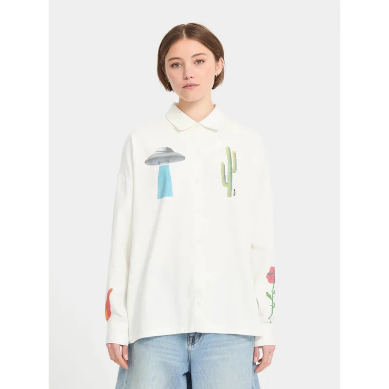Volcom Fa Mickey Mason Women Shirt Off White