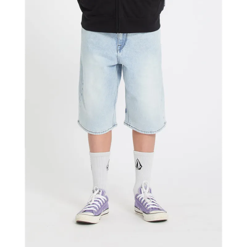 Volcom Billow Denim Kids Shorts Desert Dirt Indigo