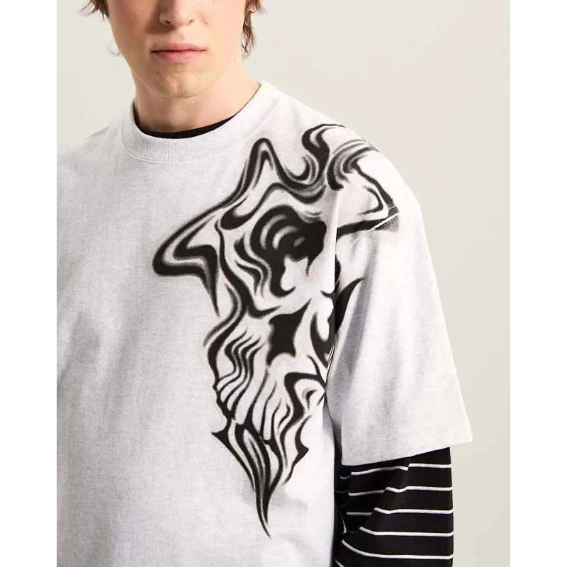 Vans Smoke Skull Shorts T-Shirt Ash Heather