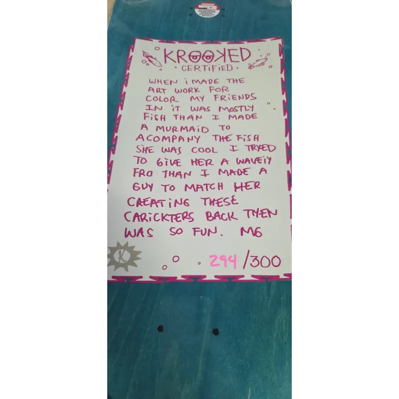 Krooked Mermaid Hand Screened 9.25" Skateboard Deck