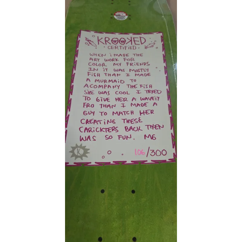 Krooked Mermaid Hand Screened 9.25" Skateboard Deck