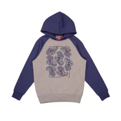 Santa Cruz Crewowd Hand Kids Hoodie - 6-8 Navy Blue/ Heather Grey
