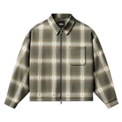 Vans Larkspur Zip-Hoodie Plaid Flannel Shirt Mossy Olive