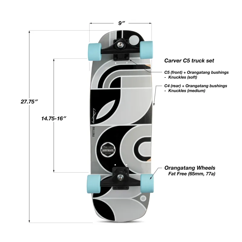 Loaded Ballona Orca Surfskate Edition 28" Surf Skate Complete