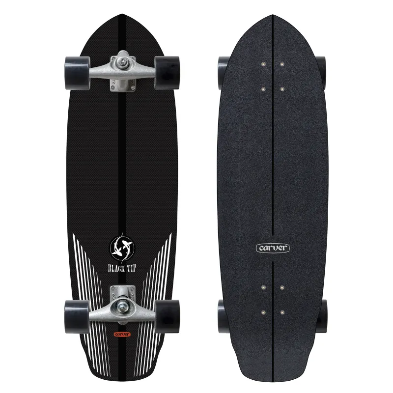 Carver Black Tip Carbon 33" Surf Skate Complete