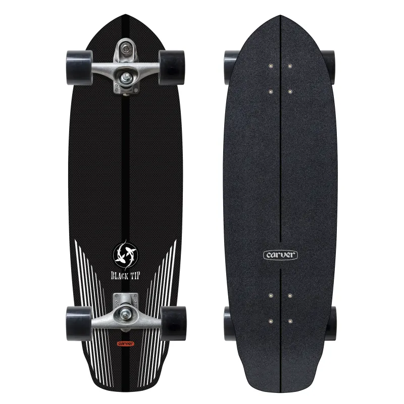 Carver Black Tip Carbon 33" Surf Skate Complete