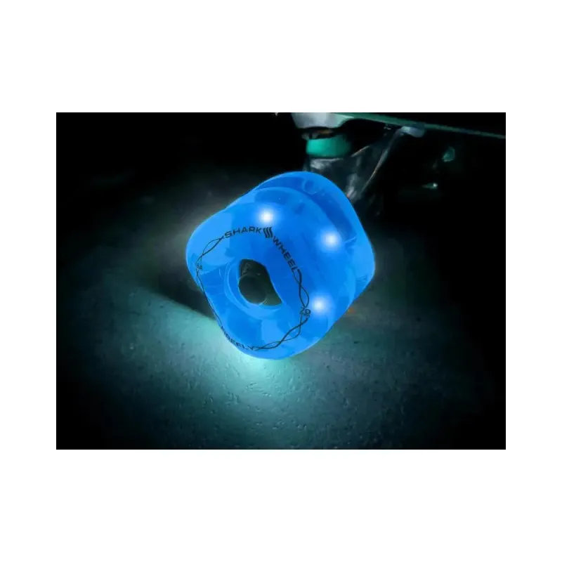 SharkWheel Firefly Transparent Blue With Blue Lights 60mm 78A Longboard Wheels