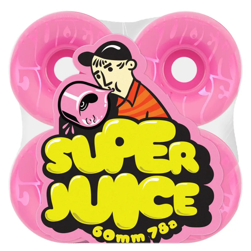 OJ Wheels Bubble Gum Super Juice Transparent Pink 60mm 78A Skateboard Wheels