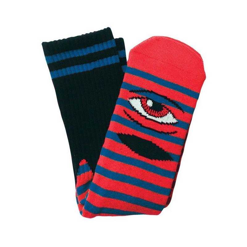Toy Machine Sect Eye Stripes Socks - Blue Stripes / Red Toy Machine Sect Eye Stripes Socks - Blue Stripes / Red