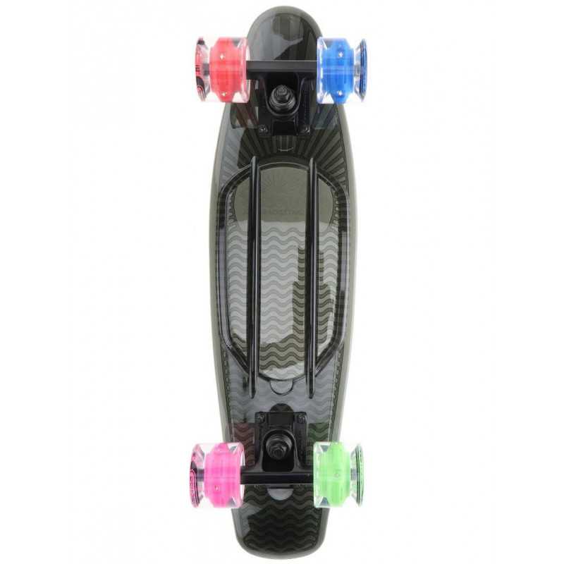 Sunset Black with Multi coloured Wheels - Cruiser Skateboard Led Light Complete Sunset Black with Multi coloured Wheels - Cruiser Skateboard Led Light Complete