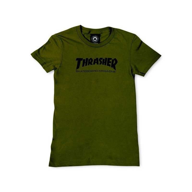 Thrasher Magazine Logo Girls T-Shirt Olive