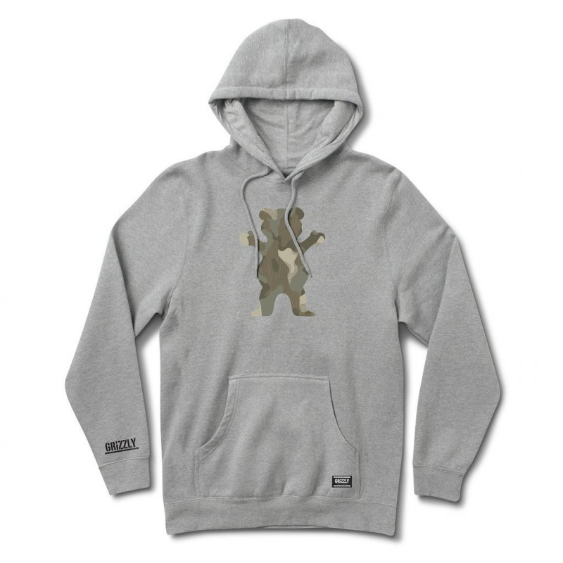 Buy Grizzly Kayak OG Bear Hooded Sweatshirt Heather Grey at Europe's ...