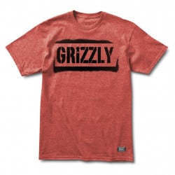 Grizzly Stencil Stamp T-Shirt Red Heather