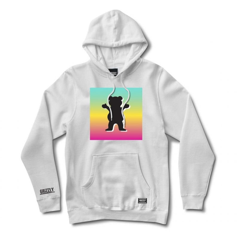 Grizzly Poster OG Bear Hooded Sweatshirt White Grizzly Poster OG Bear Hooded Sweatshirt White