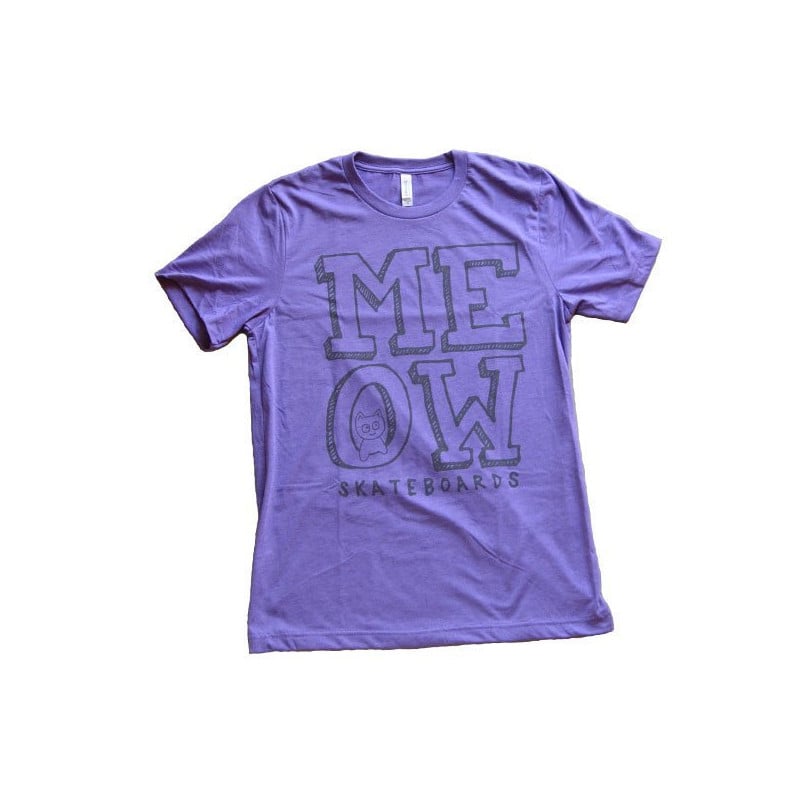 Meow Stacked Logo T-Shirt Heather Purple Meow Stacked Logo T-Shirt Heather Purple