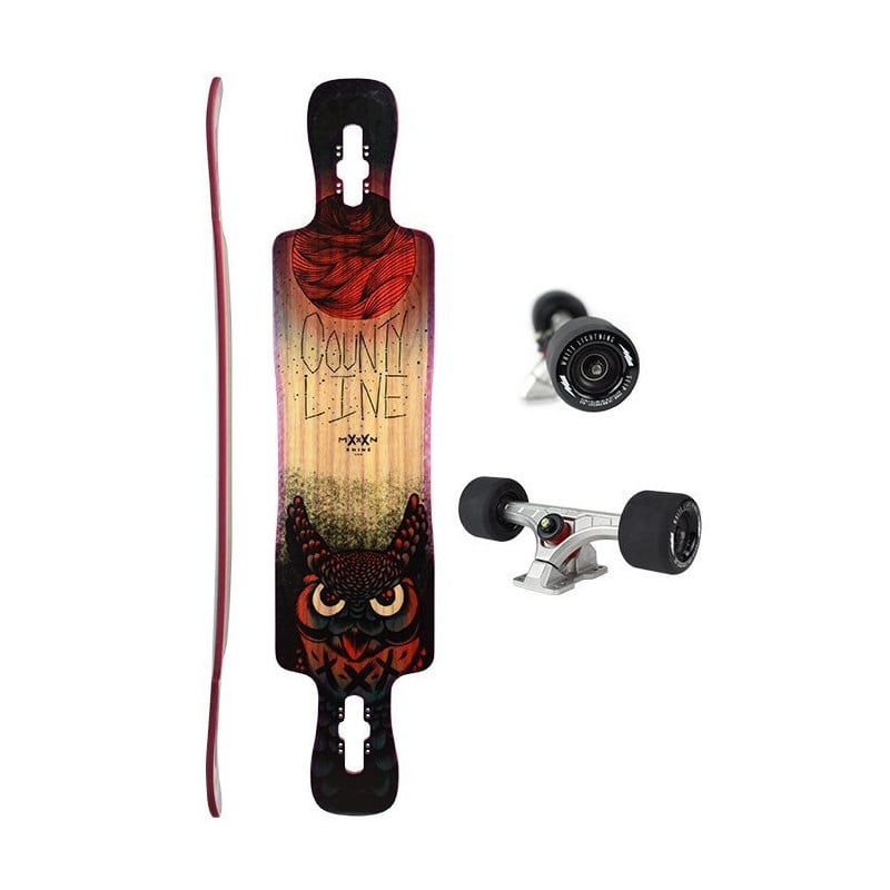 Moonshine County Line Soft Red/Natural/Black - Longboard Complete