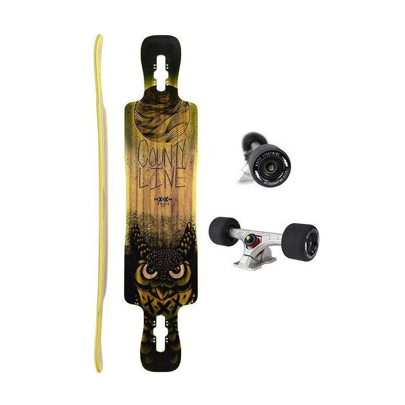 Moonshine County Line Firm Yellow/Natural/Black - Longboard Complete