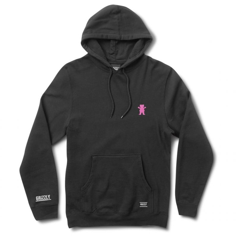 Grizzly Og Bear Embroidered Hooded Sweatshirt Black/Pink Grizzly Og Bear Embroidered Hooded Sweatshirt Black/Pink