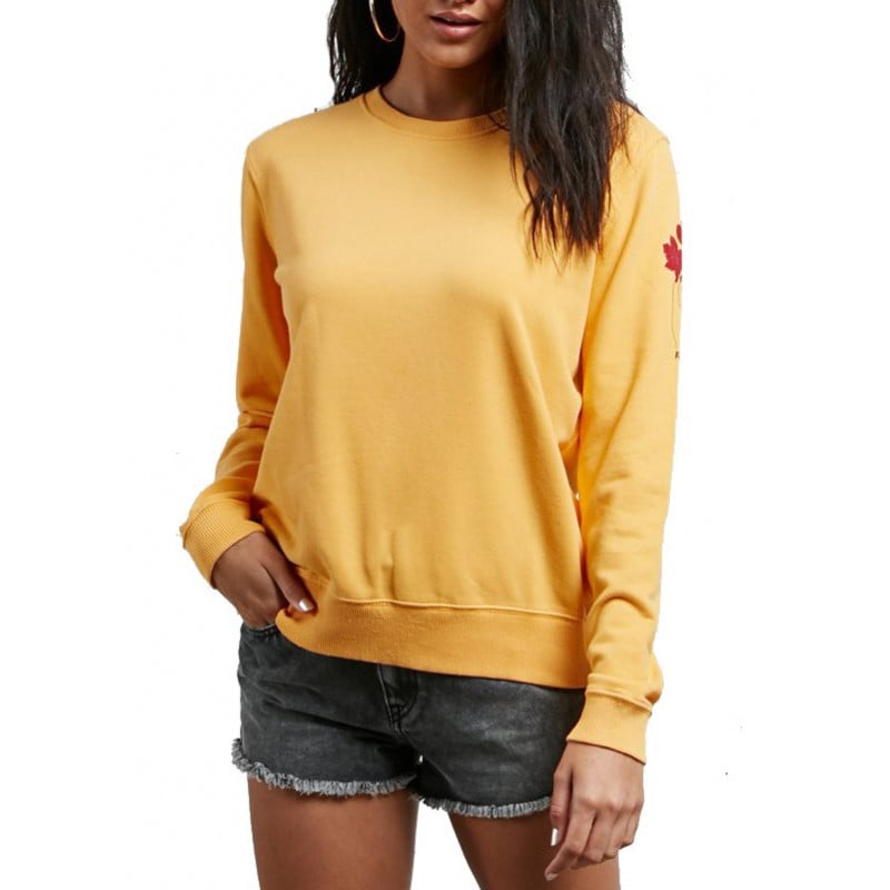 Volcom Sound Check Women's Crewneck Fleece Citrus Gold