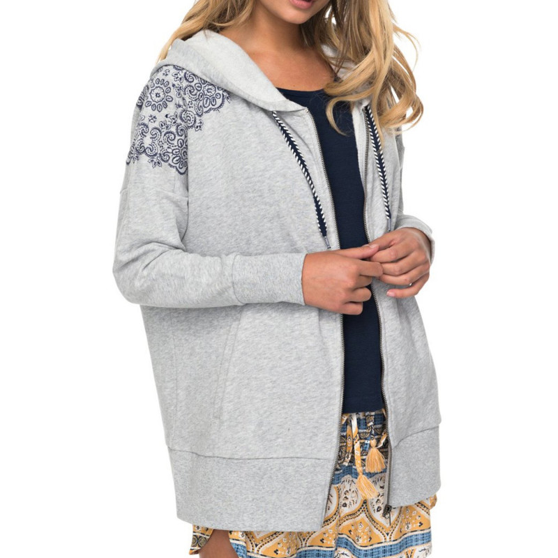 Roxy Adventure Way Zip Hoodie Heather Grey Roxy Adventure Way Zip Hoodie Heather Grey