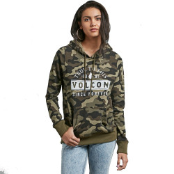 Volcom Vol Stone Women's Hoodie Dark Camo