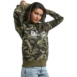 Volcom Vol Stone Women's Hoodie Dark Camo