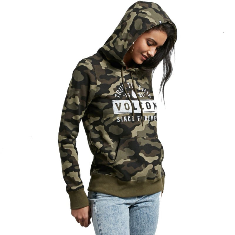 Volcom Vol Stone Women's Hoodie Dark Camo