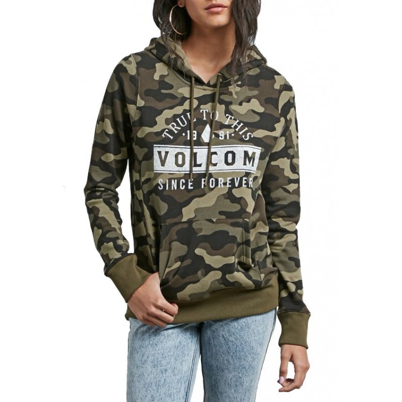 Volcom Vol Stone Women's Hoodie Dark Camo