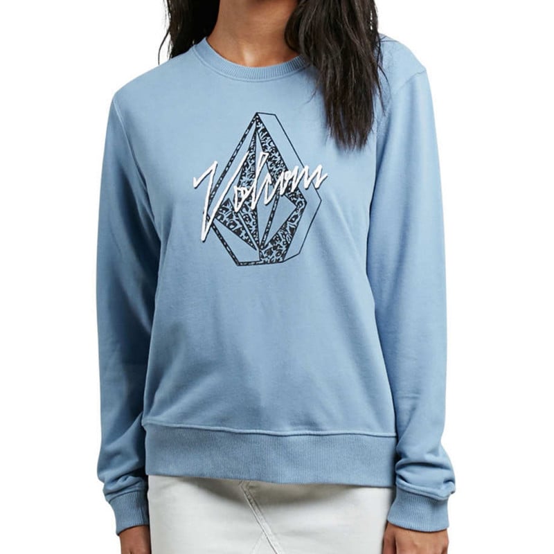 Volcom Sound Check Women's Crewneck Fleece Washed Blue