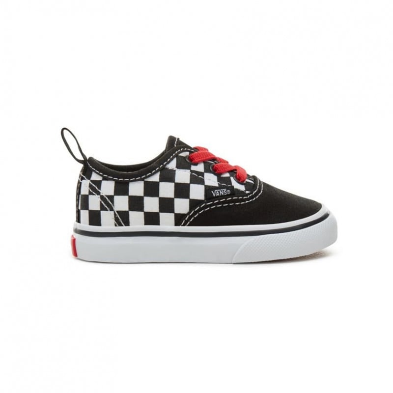 black and red checkerboard vans with laces