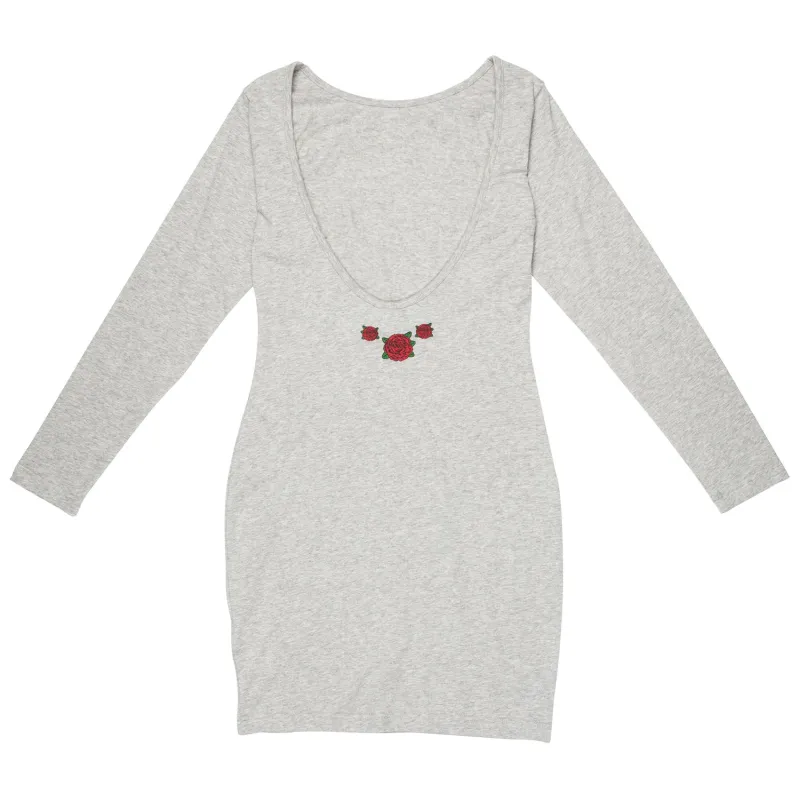Santa Cruz Rose Dot Longsleeve Dress Grey Heather