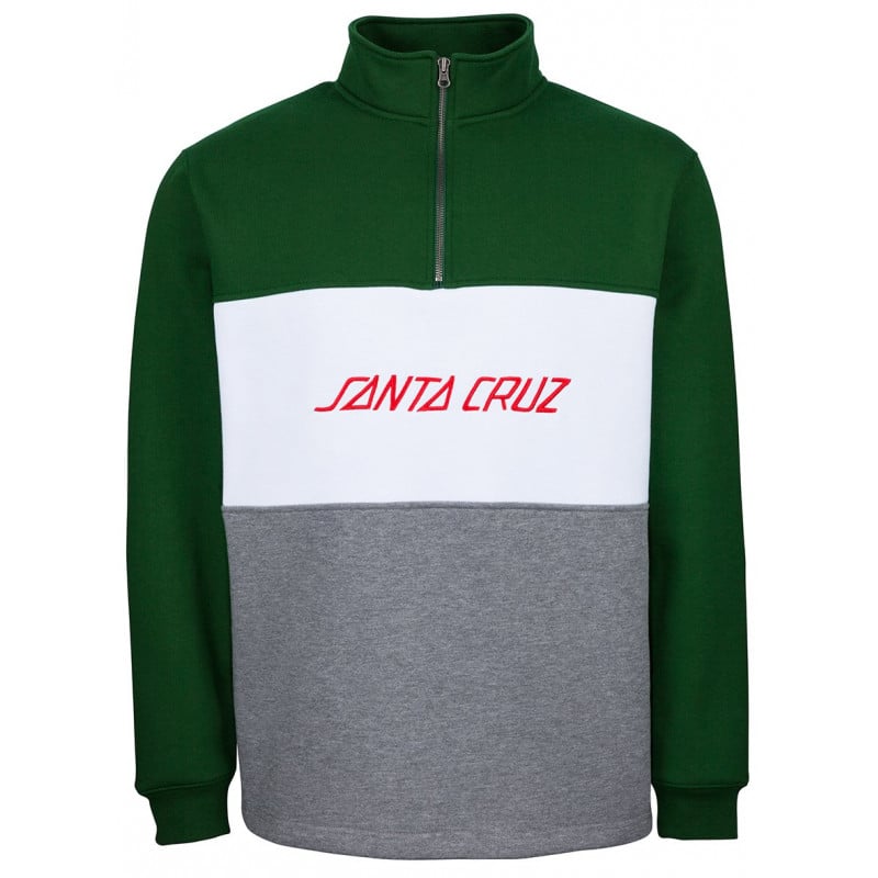 Santa Cruz Strip Panel Quarter Zip Crew Forest