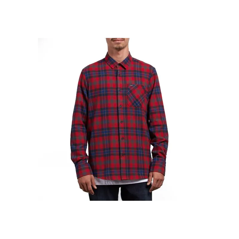Volcom Caden Plaid Shirt Engine Red