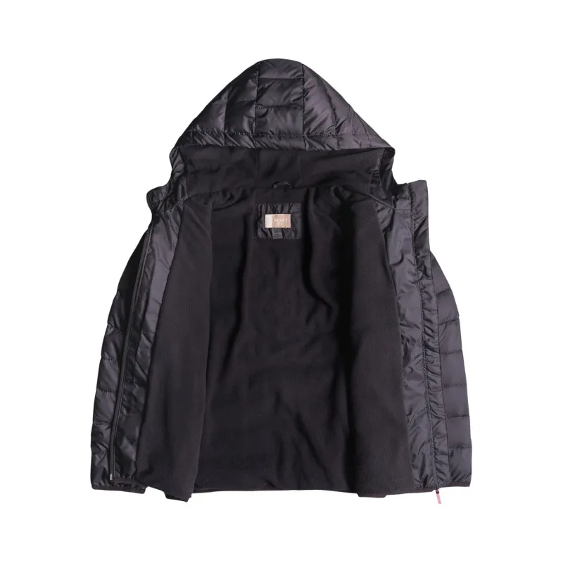 Roxy Wonderful Tonight Hooded Puffer Kids  Jacket Charcoal