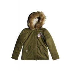 Roxy Feel The Sun Military Hooded Kids Parka Olive