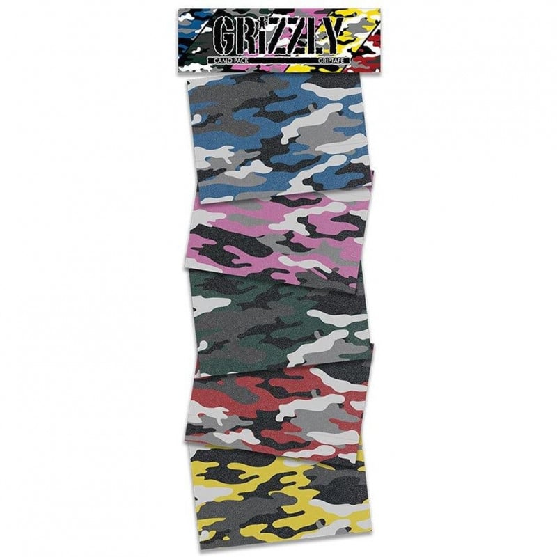 Grizzly Skateboard Griptape Camo Multi Pack Sheets