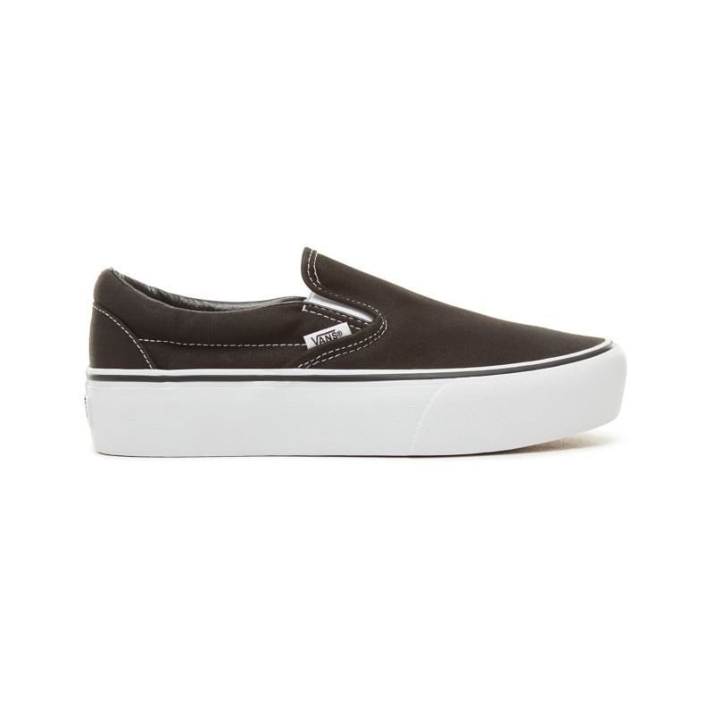 Vans Slip-On Platform Zwart/Witte Schoenen bij Europa's Sickest Skateboardwinkel