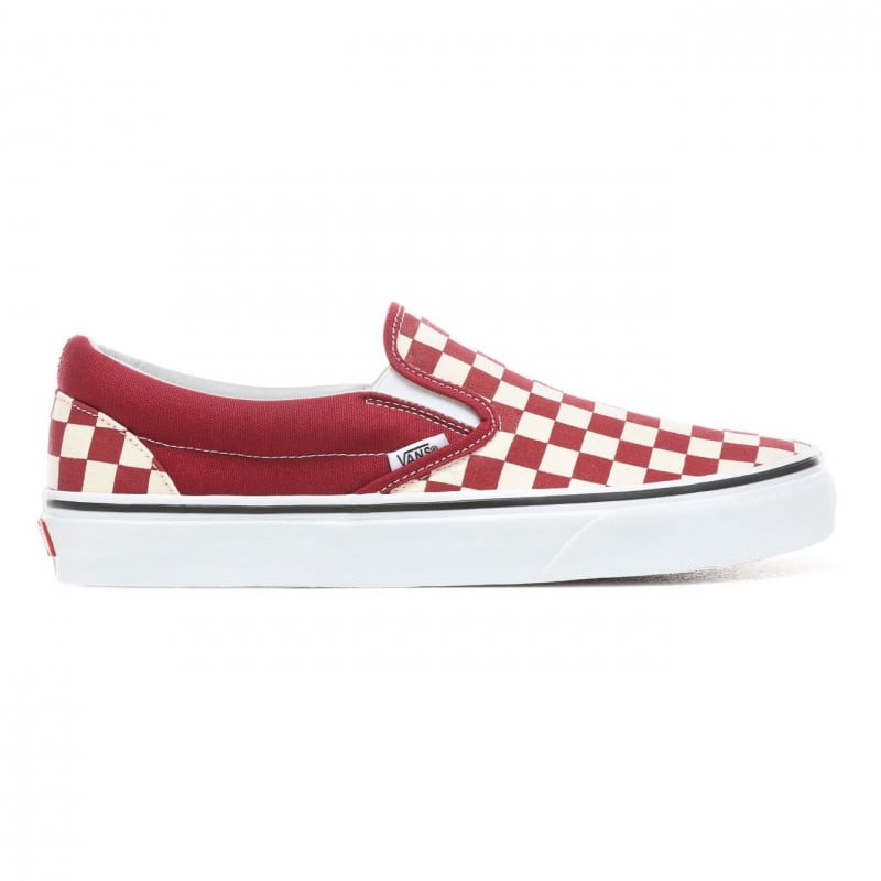 Vans Classic Slip-On Rumba Red/True White Checkerboard Scarpe