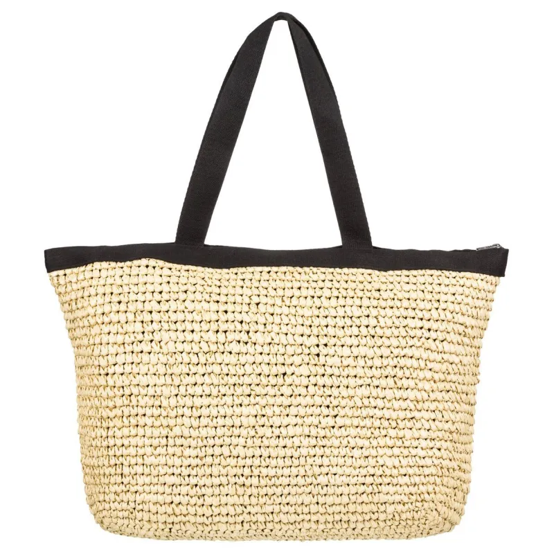 Roxy Heard That Sound Straw Tote Bag True Black