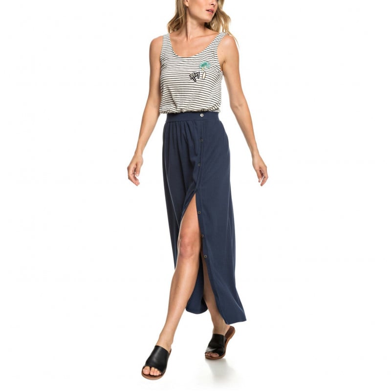 Roxy Moment Of Crazyness Maxi Skirt Dress Blue