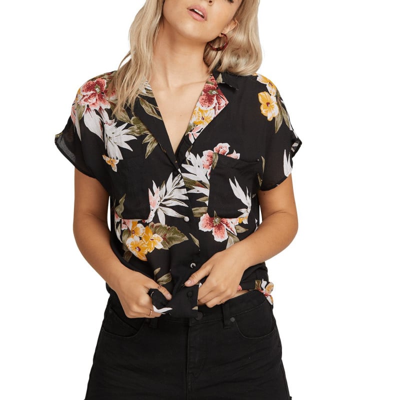 Volcom Rag'n Flower Women's Shirt Black Combo Volcom Rag'n Flower Women's Shirt Black Combo