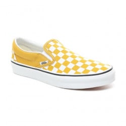 yellow slip on vans checkerboard